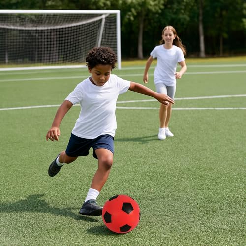 HTI Fun Sport Schaumstoff-Fußbälle | Weiche, sichere Schaumstoffbälle für Indoor & Outdoor | Langlebig, leicht & ideal für Kinder & Erwachsene | Spaß für alle Altersgruppen | 19,4 cm (1 Rot)