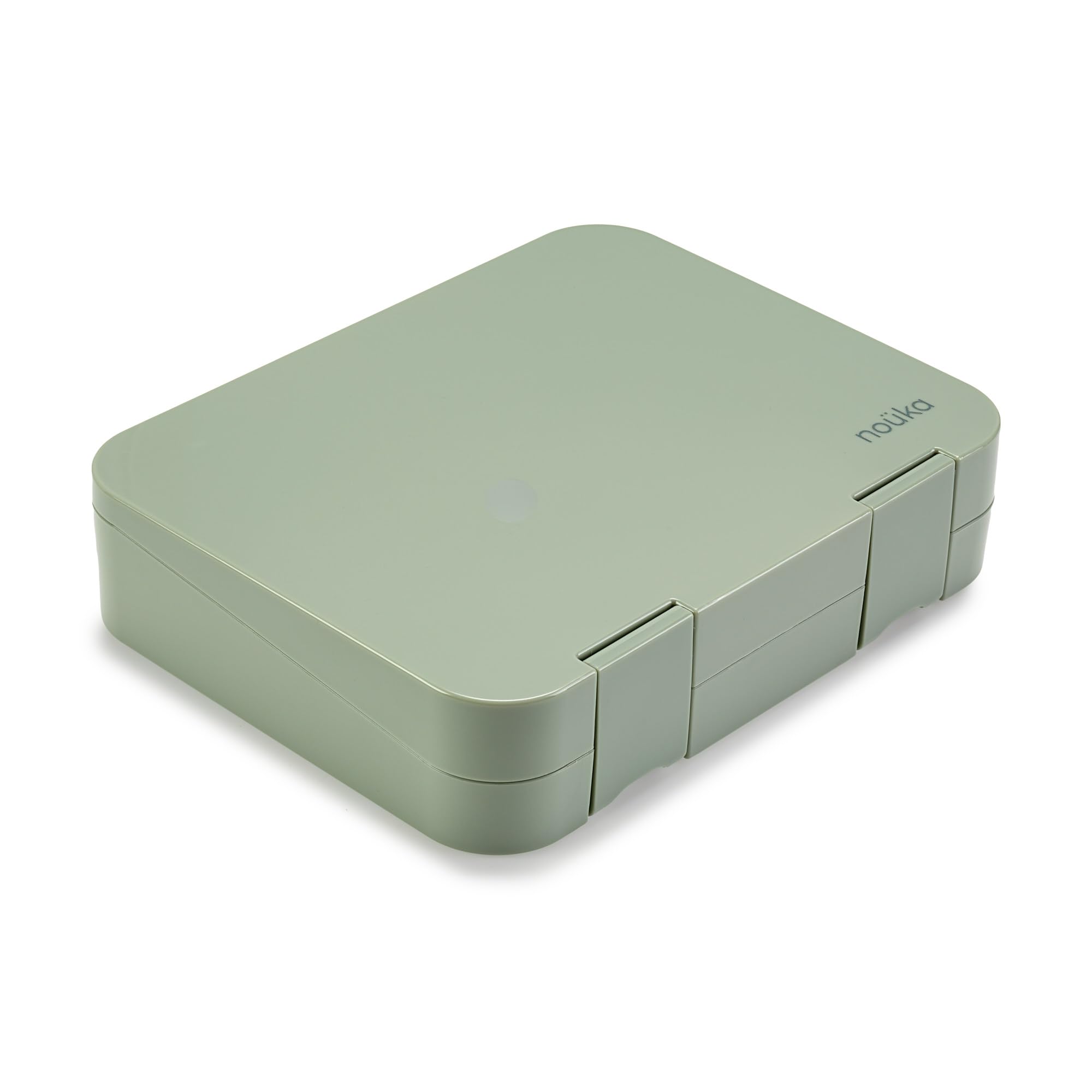 nouka Grand Bento Box | Easy to open latches | Spill Proof Design | 6-Compartment Removable Tray | Moss