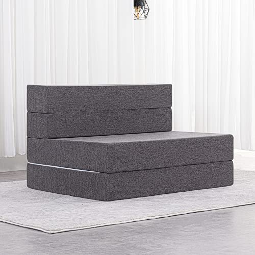 Molblly Folding Mattress,4.5 Inch Portable Tri Fold Queen Mattress Topper,Folding Memory Foam Mattress Pad Sofa Bed,Fold Up Bed,Camping Padded,Play Mat Floor Foam Mattress Cushion-58X78X4.5''