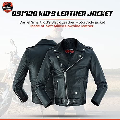 Daniel Smart Kid’s leather Jacket - Premium Leather Material Kid’s Jacket with Unique Plain Sides Design and Multiple Pockets2