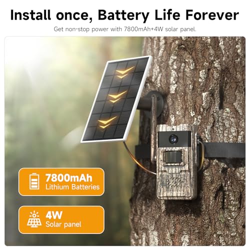 Tkenpro Trail Camera 4G Cellular Trail Cameras 2K Live Feed, Unlimited Data Plan Game Camera Built In Sim Card Trail Cameras With Night Vision Motion Activated Waterproof Ip66 Solar Powered Security Camera thumb #4