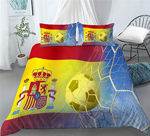 REALIN Fundas Nórdicas Selección De Fútbol De España Juego De Ropa De Cama Pelotas Colcha2/3/4PCS Fundas De Edredón...