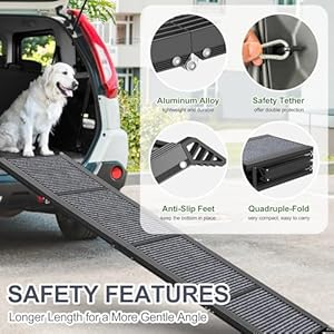   Dog-Ramp-for-Car-63-Long-17-Wide-Folding-Portable-Pet-Stair-Ramp-with-Non-Slip-Rug-Surface-Extra-Wide-Dog-Steps-for-Medium-Large-Dogs-Up-to-250LBS-Enter-a-Car-SUV-Truck