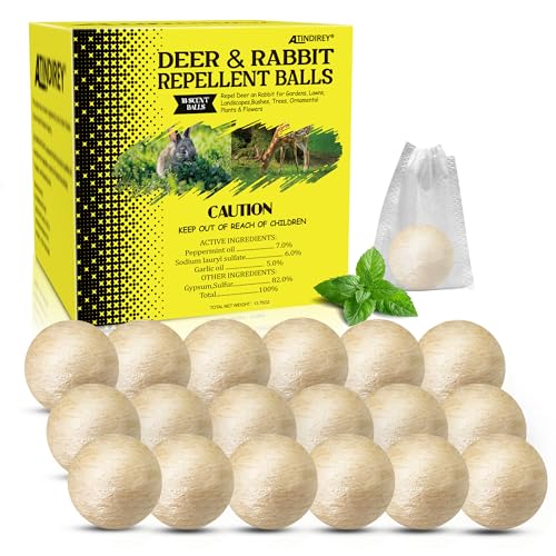 Atindirey Deer & Rabbit Repellent Balls- Outdoor Animal Deterrent for Garden, Yard, Trees & Plants | Natural, Long-Lasting | Safe for Pets, Kids, Flowers & Vegetables (18PCS)