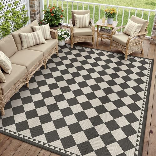 HUGEAR 8x10 Harlequin Checkered Outdoor Rug