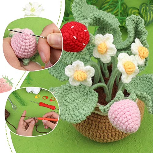 Image of kgxulr Crochet Kit, Strawberry Beginner Crochet Kit for Adult, Knitting Kit