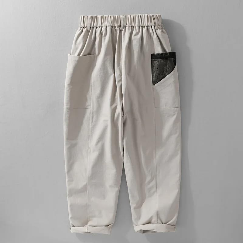 Spring Summer Men's Casual Pants,Workwear Pant,Loose Pockets, Drawstring Men Trouser3