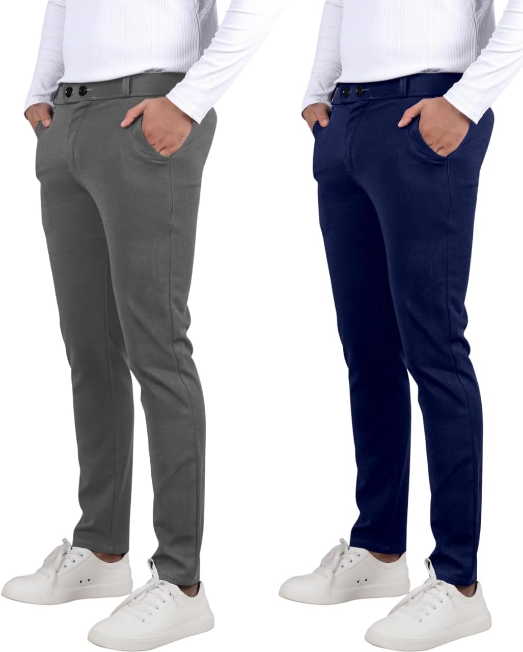Men Regular Fit Lycra Blend Trousers | Formal Trouser Combo Pack#52