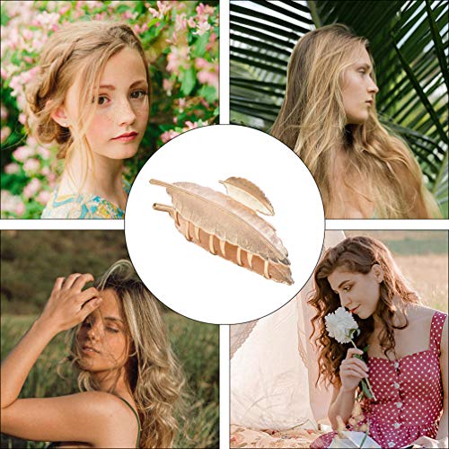 Minkissy 2 peças de penas de metal em forma de folha grampo de cabelo, presilha de cabelo, pente de
