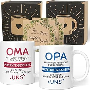 Geschenkset Oma Opa Geschenke – Oma Opa Geschenk Weihnachten – Oma Opa Tasse mit Spruch – Oma Opa Enkel Geschenk…