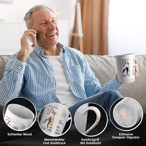 Papa Geschenk zum Geburtstag Vatertag, Geschenke für Papa, 400ml Grau Tasse – Ansicht 4