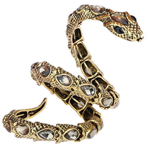 Yacq Women's Crystal Stretch Snake Bracelet Fit Wrist Size 6-1/2 To 8 Inch - Lead & Nickle Free - Halloween Costume Outfit Accessories Jewelry (Gold) #TOP25