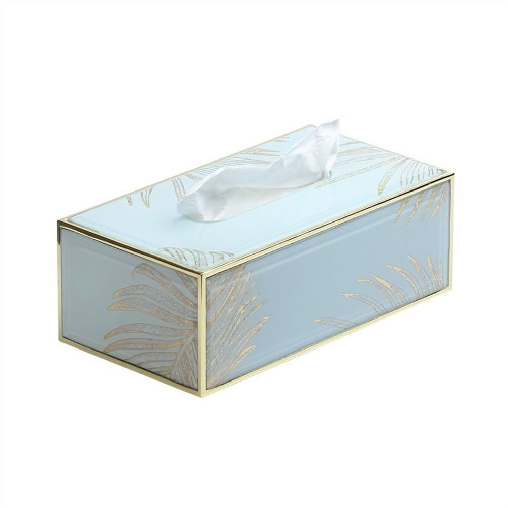 Household Glass Tissue Box Dining Table Light Luxury Wind Ornaments Living Room Coffee Napkin Easy Ues(Large)
