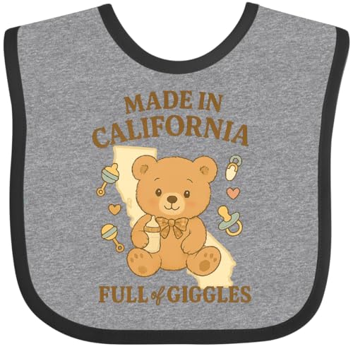 inktastic Made in California Full Of Giggles Teddy Bear Baby Bib