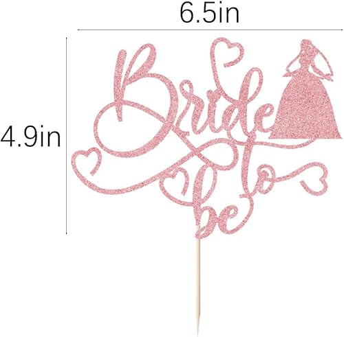 Miniatura 10 de Bride to Be - Decoración para tartas con purpurina, decoración de fiesta de compromiso (oro rosa 1)