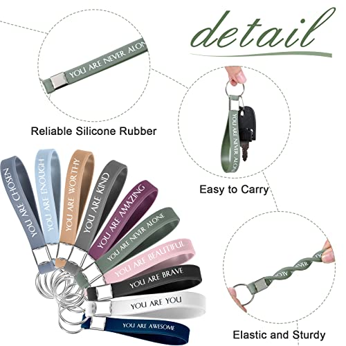 60 pcs Inspirational Quote Key Chains Silicone Motivational Key Chains Employee Appreciation Gifts Teacher Appreciation Gifts3