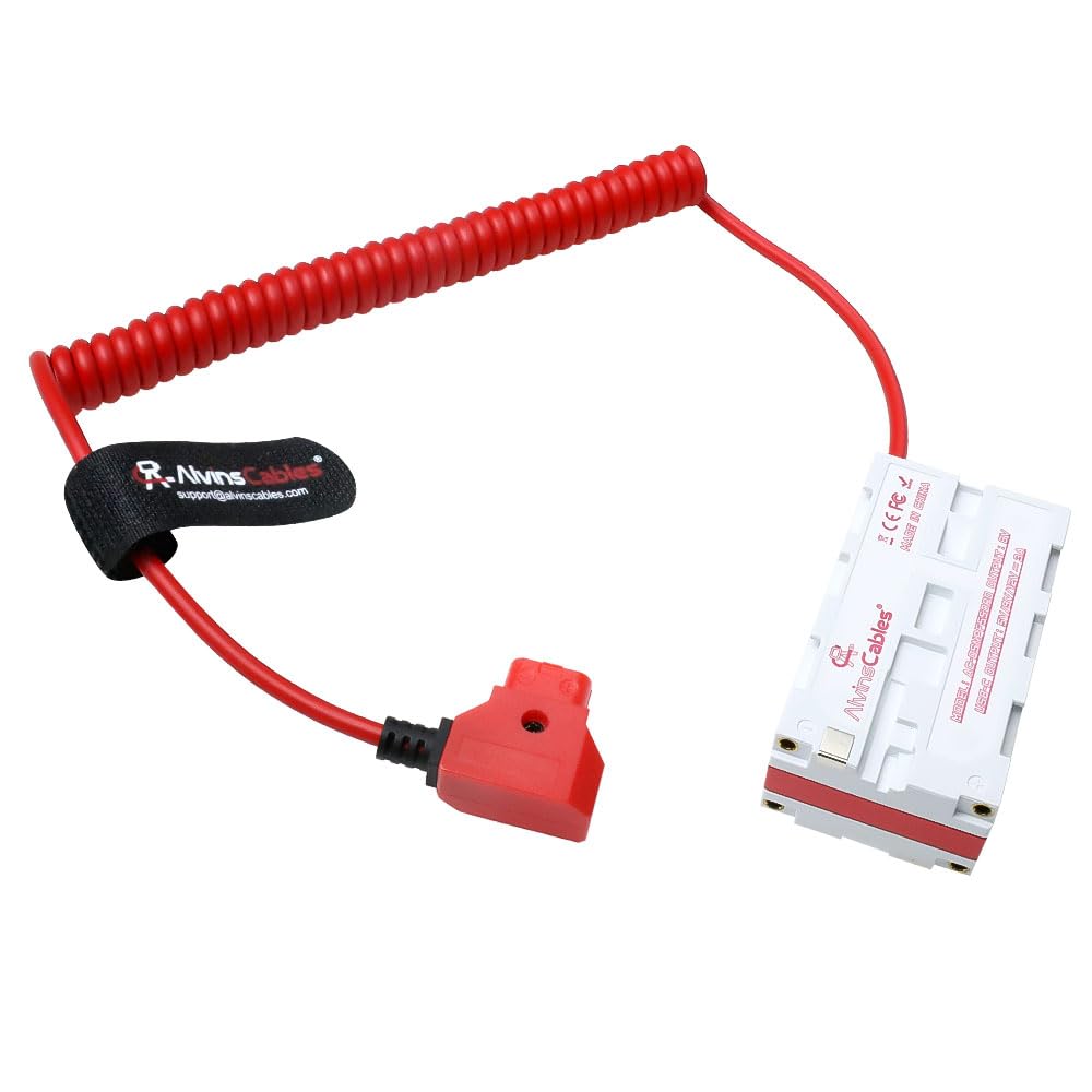 Batería simulada NP-F dual Alvin's Cables con cable flexible rojo de silicona 6