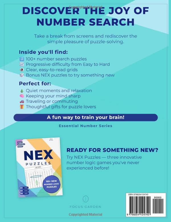 Number Search Puzzles for Adults: Easy, Medium & Hard Number Hunt + Bonus NEX Puzzles | Brain Teasers for Puzzle Lovers | Thoughtful Gift (Essential Number Series) image 3