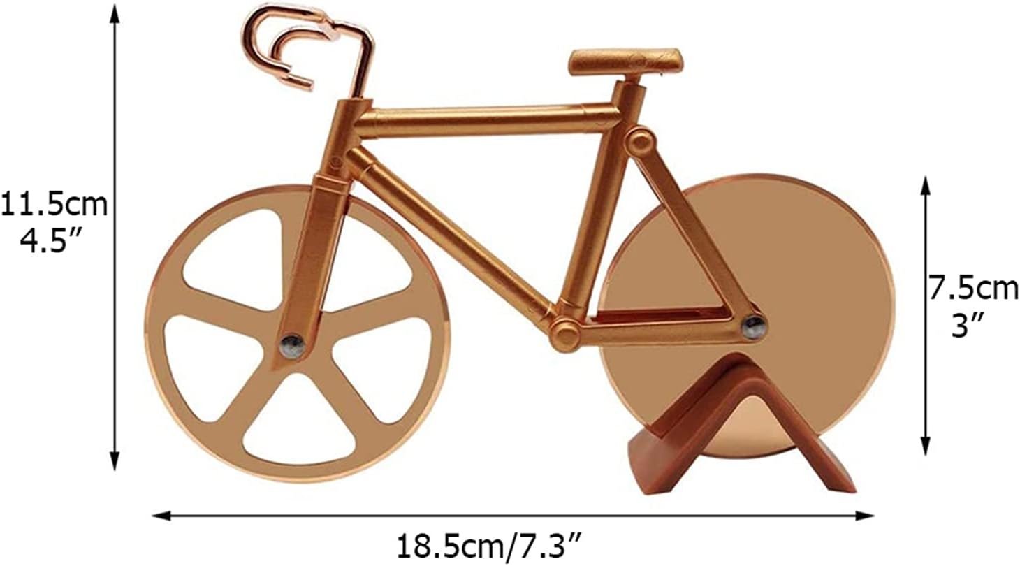 Pizza Slicer Bicycle Pizza Cutter,Stainless Steel Non-Stick Cutting Wheels Display Stand A Very Pizza Cutters (Color : B)