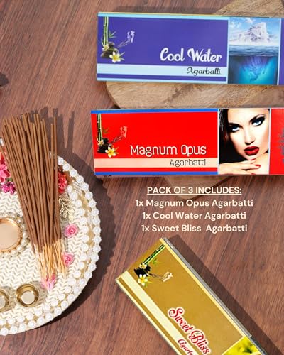 Image of Eternia Classic Tranquil Luxury Burning Incense Sticks Set for Men & Women | Long-Lasting Aromatic Agarbatti with Soothing Fragrances for Relaxation & Meditation - Pack of 3