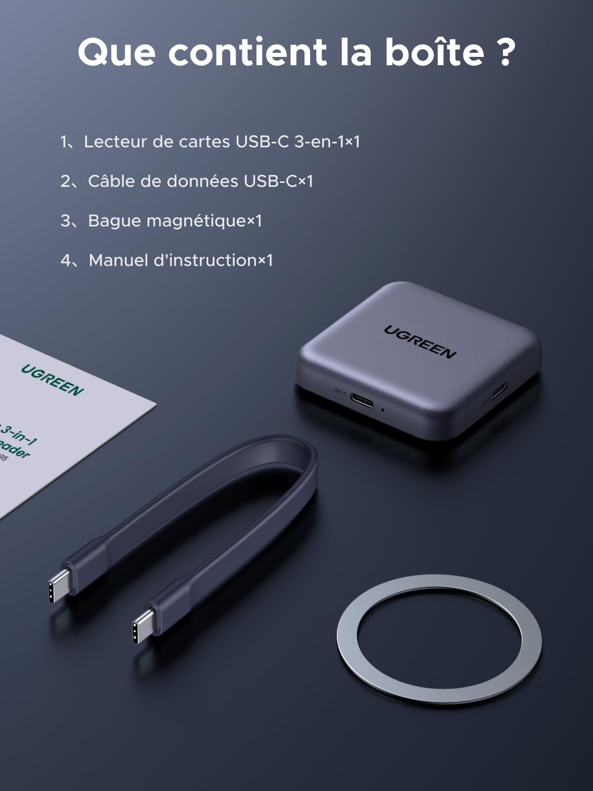 UGREEN Magnétique Lecteur Carte SD 4.0 UHS II 312MB/s avec PD 100W Charge | Adaptateur Carte MicroSD en Aluminium Card Reader Compatible avec iPhone 17 Air Pro Max 16 Galaxy S25 S24 iPad Pro MacBook