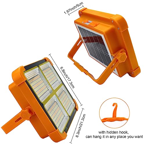 Rechargeable Solar Camping Light with Stand, Cordless 100W 12000mAh Battery Emergency Light with 4 Light Modes, Portable LED Work Flood Light for Power Failure, Car Repair, Construction Job Site