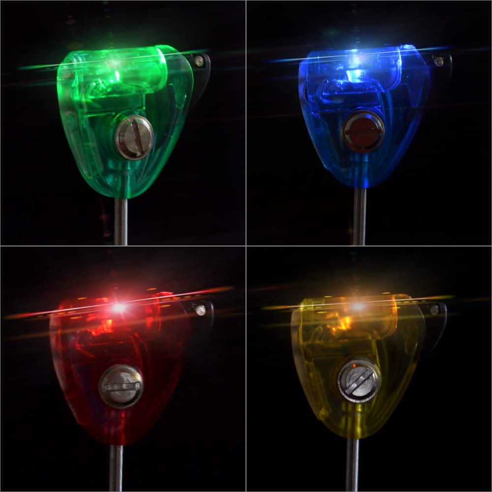 Lot de 4 indicateurs de touche lumineux (swingers) pour la pêche à la carpe