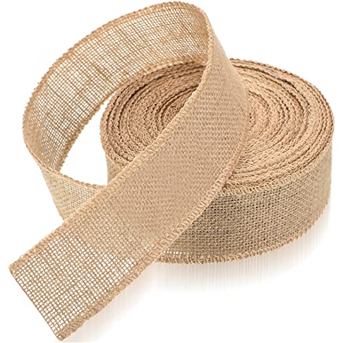 20 Yard Wide Burlap Fabric Ribbon Natural Burlap Ribbon Roll Burlap Wired Edge Ribbon for Crafts Making Wrapping Christmas Fall Wreaths Decoration (2.5 Inches)