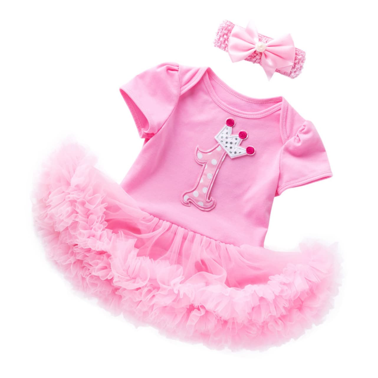 Homoyoyo 2pcs Girls Skirt Dress Romper Set Toddler Outfits for Girls Born Outfits Short Sleeve Bow Headband