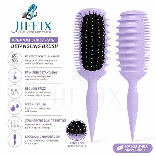 Image of Curl Define Styling Brush - Nylon Detangling & Curl-Defining Hair Brush for Curly, Wavy & Frizzy Hair - Paddle Brush with Wide Tooth Comb for Men, Women & Kids