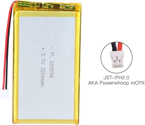 Miniatura 5 de 3.7V 3200mAh 655084 batería de iones de polímero de litio batería recargable Lipo con conector de paso de PH 0.079 in
