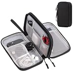 Arae Electronic Accessories Organizer, Travel Essentials Cable Bag with Double-Layer Storage for Cables, Cards, Chargers - Black, M