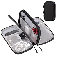 Arae Elektronik Zubehör Organizer, Kabeltasche Travel Essentials, Doppelschicht Reise Kabel Tasche, Electronic Accessories für Ladegerät, USB, SD Karten (Schwarz, M)