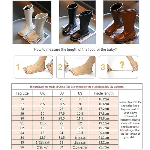 Autumn Girls Horse Riding Boots(26-36), High Tube Riding Boots, Breathable + No Foot Rubbing, Round Toe/Knee High, Back Zipper/Rubber Sole, for Spring, Autumn,30,Black2