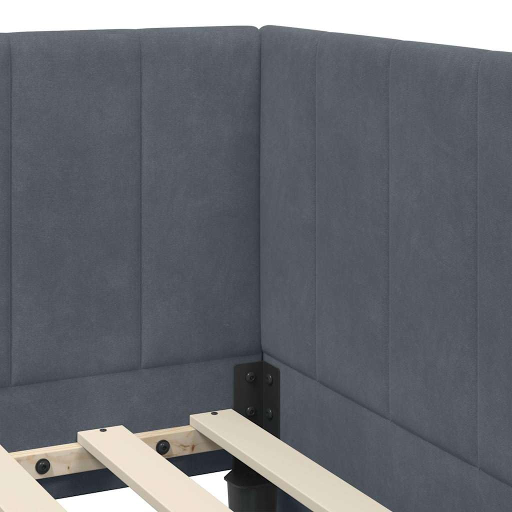 lite drewno sosnowe leżanka z materacem wielofunkcyjna 90x200 cm szary | Łóżko dzienne z materacem 90x200 cm szare lite drewno sosnowe dla gości