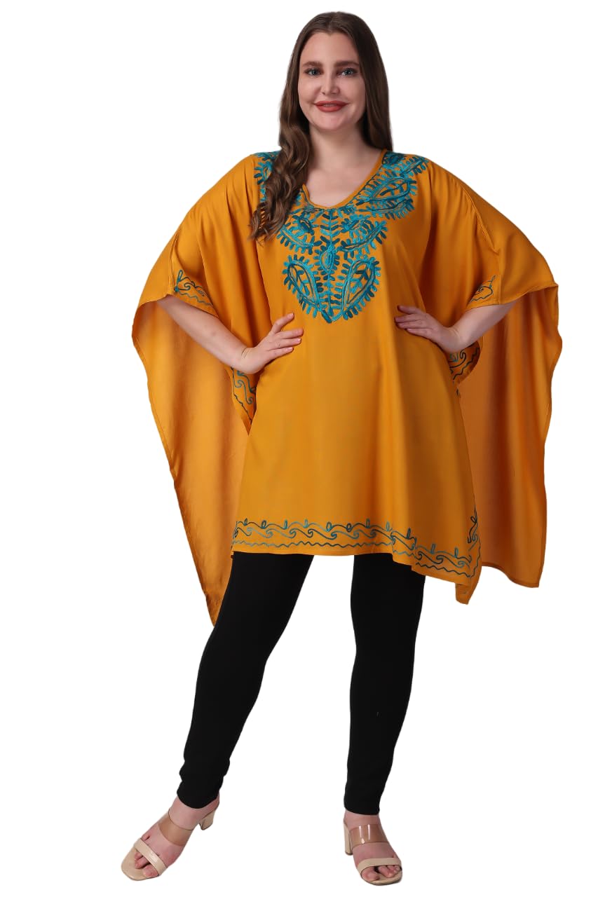 maahi Women's Rayon Mustard Embroidery Kaftan Top-picture-57