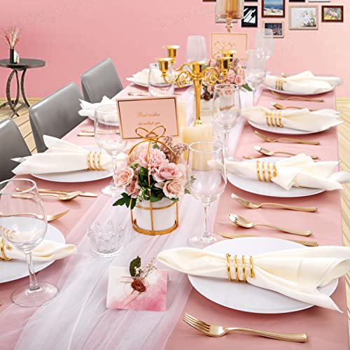 Hioasis 100Pcs White Plastic Plates & 10.25 Inch White Disposable Dinner Plates & Classy And Elegant Perfect For Wedding & Party #TOP6