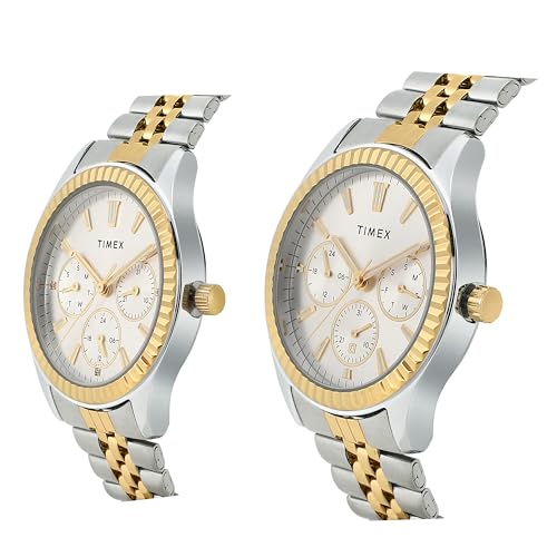 Image of TIMEX Analog Watch for Unisex with Silver-Tone Round Dial & Multicolor Stainless Steel Bracelet Band Water Resistant Unisex Wrist Watches - TW0PRE001