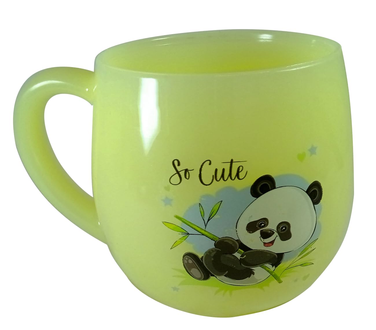 BHUMI'Z Durable Coffee Mug | 180 ml | Amazing Relaxing Panda Theme | Lemon Yellow Color | Double Wall | Stain Resistant | Scratch Resistant
