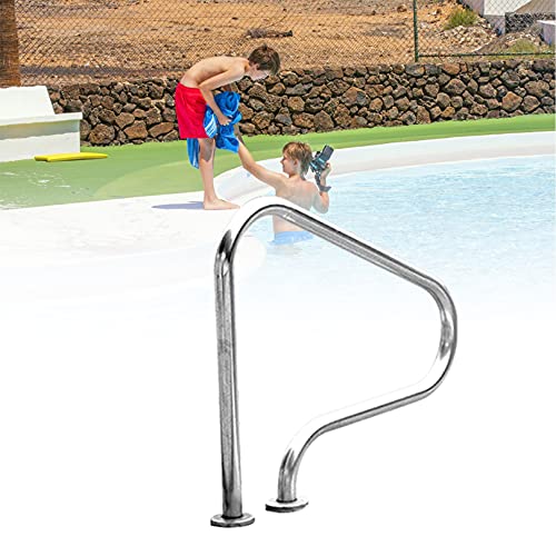Pool Handrails Swimming Pool Handrails, Premium 304 Stainless Steel Rust Proof Swimming Pool Bend Handrail, Sliver