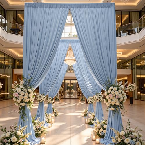Image of 10ftx15ft Dusty Blue Backdrop Curtains for Parties, Wrinkle Free Polyester Photo Backdrop Drapes 2 Panels 15 ft Long Back Drop Cloth Drapery for Wedding Birthday Photography Background Party
