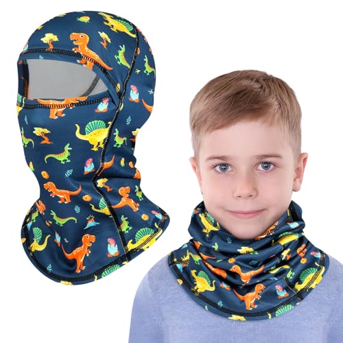 TAGVO Pasamontañas Térmico de Invierno Niños 4 a 12 Años, Multifuncional Cortavientos Máscara De Esquí Ciclismo Gorro con Forro Polar Bajo Casco Mascarilla para Niños Niñas Deportes al Aire Libre