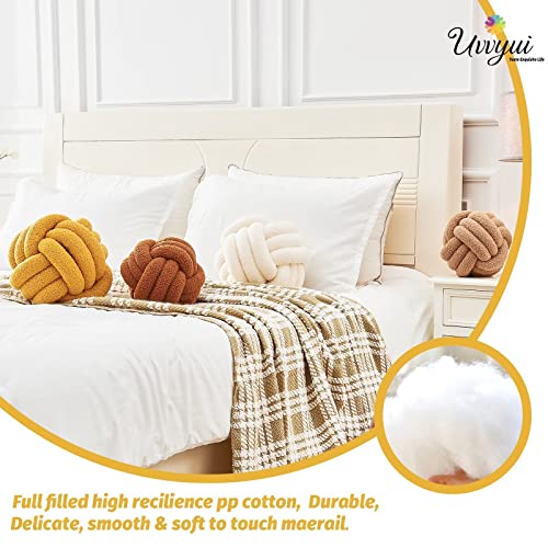 Image of Uvvyui Knot Pillow Ball, Soft Home Decorative Pillows, Round Throw Pillow, Handmade Knotted Plush Pillow, Round Boucle Pillow Cushion (14 Inches Dark Yellow)