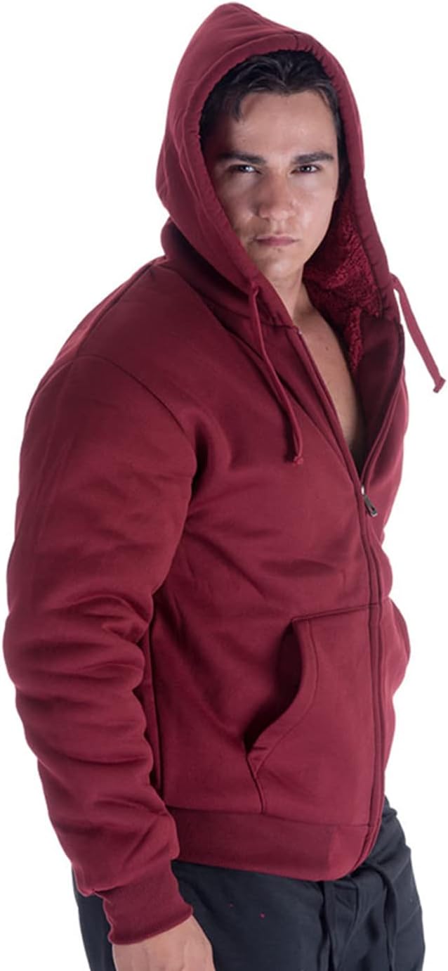 Yasumond Men's Sherpa Lined Zipper Hoodie Long Sleeve Flannel Warm Coat Fleece Cozy Jacket With Pockets for Men - Image 5