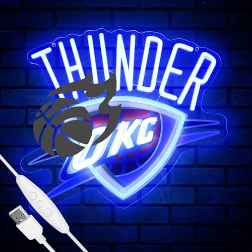 Basketball Team Neon Sign, Sport Light Up Dimmable OKC Basketball Team Logo Hanging USB Powered Led...
