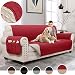 MOYMO Reversible Sofa Cover, Durable Sofa Slipover with Pockets, Couch Covers for 3 Cushion Couch, Machine Washable Sofa Covers for Dogs, Children, Pets,Kids(Sofa:Burgundy/Beige)