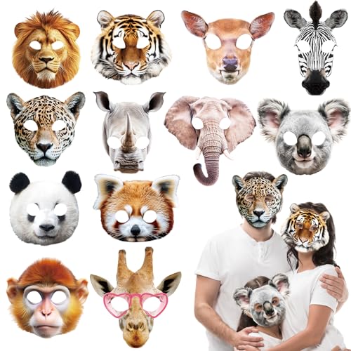24pcs Animal Masks Party Favors for Kids Jungle Safari Themed Bir...