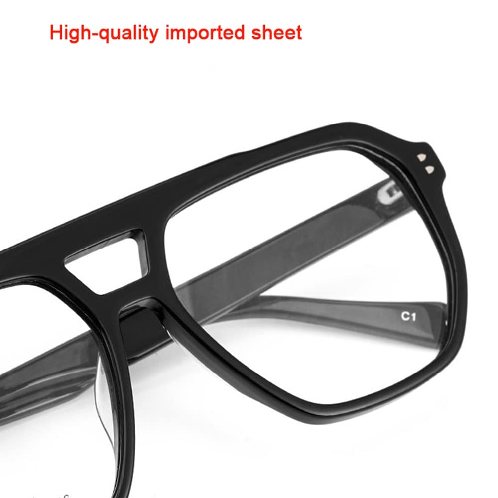 XUAN Herren Und Damen Lesebrille Groß Brille Mode Lesebrille Mit Sehstärke Schwarz/Grau Großer Rahmen Brillen Lesehilfe Sehhilfe Für Presbyopie (Color : Black, Size : +2.0)
