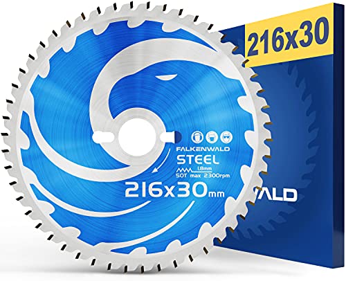 FALKENWALD ® Lama per sega circolare 216 x 30 mm ideale per acciaio – Lama per sega circolare 216 x 30 compatibile con Bosch GCM 8, Makita