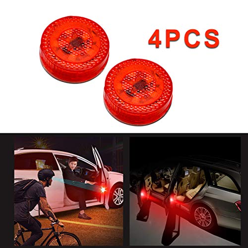 MASO - Luces LED de Advertencia para Puerta de Coche, 4 Unidades, Color Rojo, universales, de Seguridad, de fácil instalación, Impermeables, para Evitar Accidentes